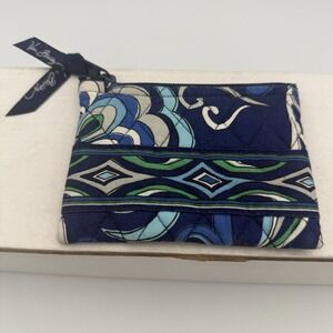 Vera Bradley Retired Mediterranean Blue Coin Purse Zip Case Wallet Pouch 4.5"x4"